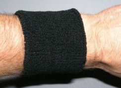 Cotton sweatband wristband pair sweat band BLACK  